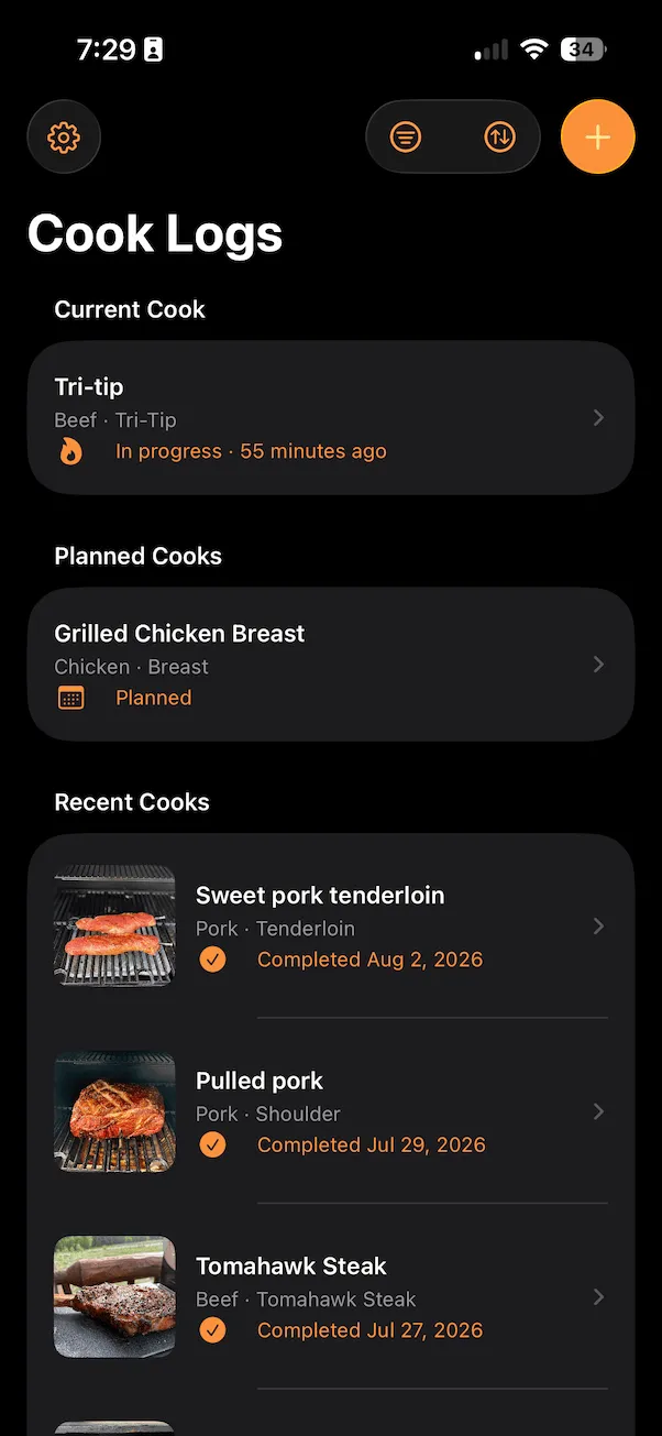 BBQ Buddy cook sessions screen